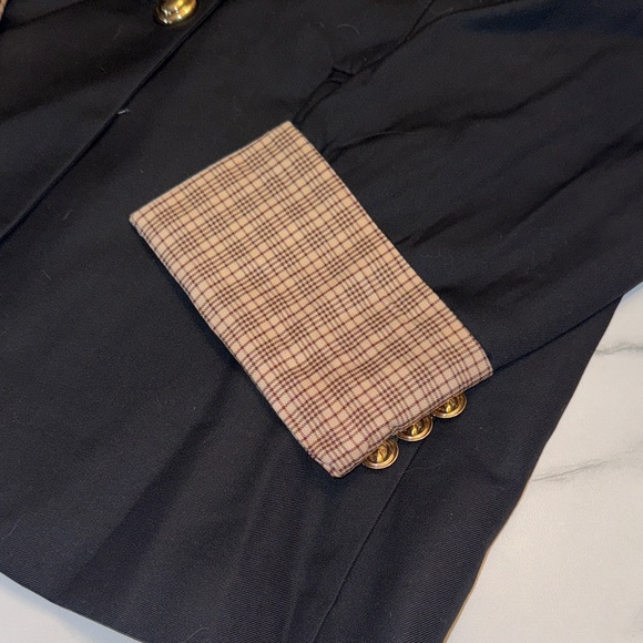 Miu Miu Black Blazer with Tan Plaid Cuffs - Picture 5 of 6